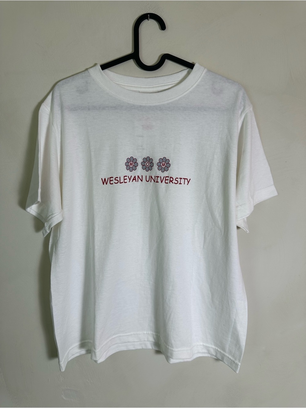 Wesleyan Mom T‑Shirt Jansport White with Maroon Floral Large NWT